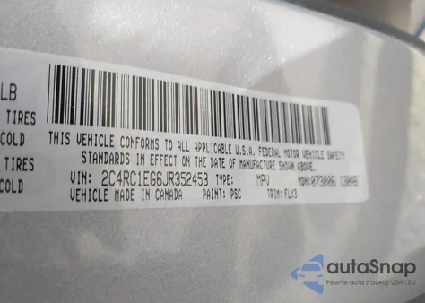 2018 Chrysler Pacifica Touring L Plus z USA, uszkodzony, nr VIN 2C4RC1EG6JR352453